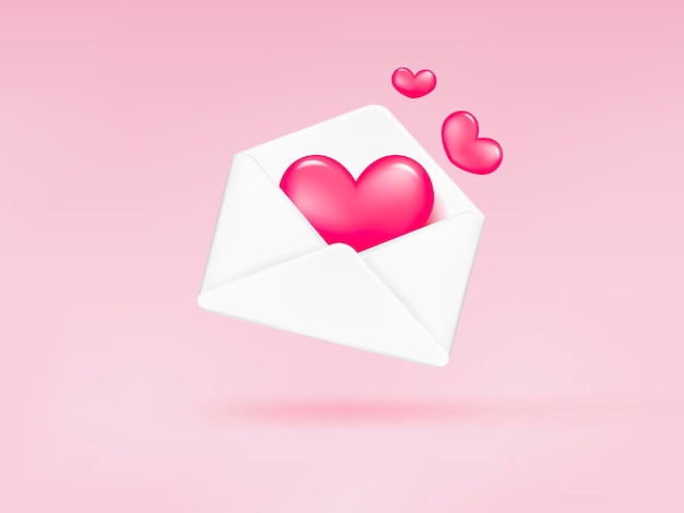 Free photo love letter with heart shape for valentine's day. envelope with heart romantic design.