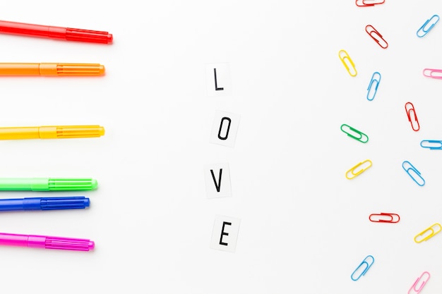 Free photo love pride and colourful stationery items