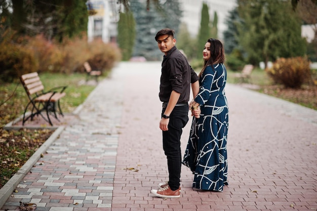 Free Photo love story of indian couple posed outdoor