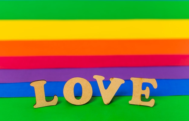 Free photo love word and lgbt flag