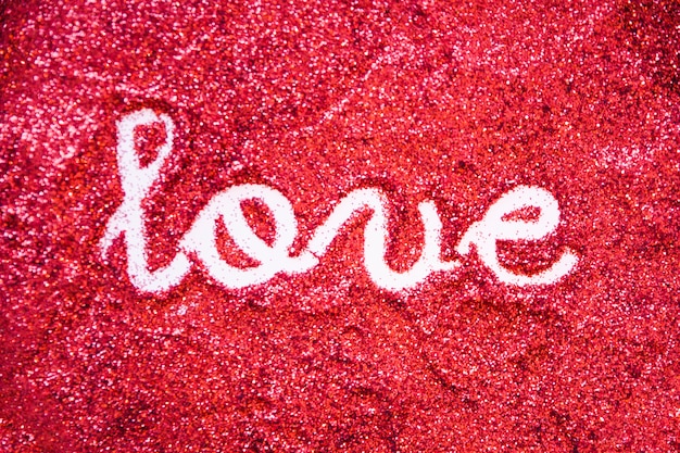 Free Photo love writing in bright glitter