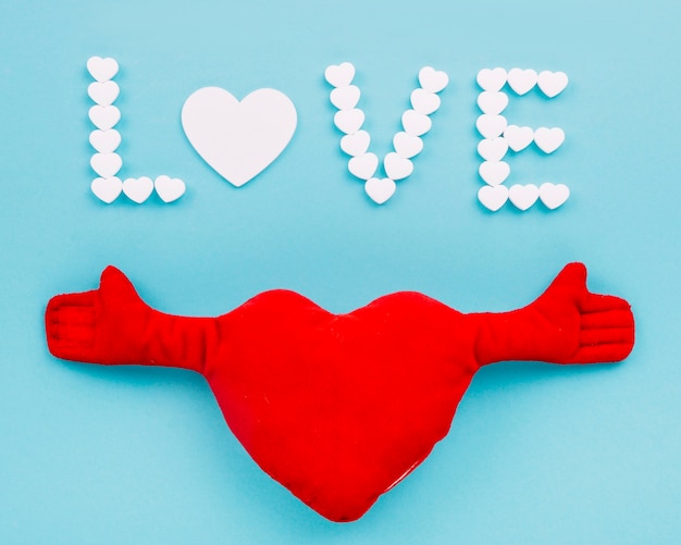 Free Photo love writing over plush heart