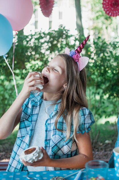 Lovely birthday concept with happy girl