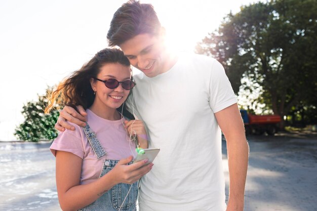 Lovely couple having a date outside