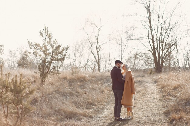 Free Photo lovely couple in a spring field