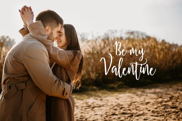 Lovely couple with valentine's day lettering