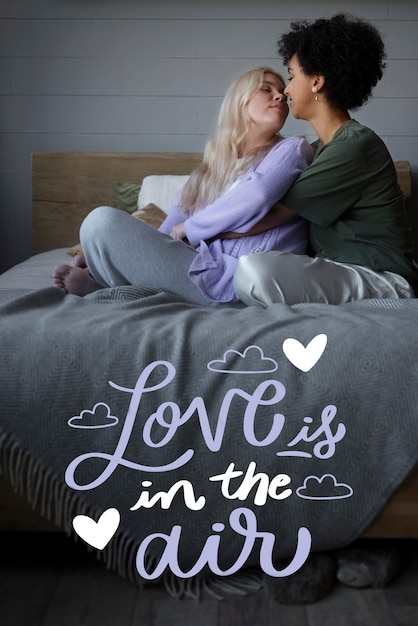 Lovely couple with valentine's day lettering