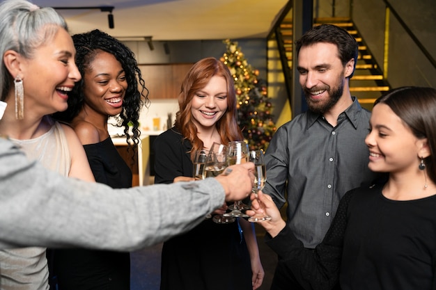 Lovely family enjoying a new year party