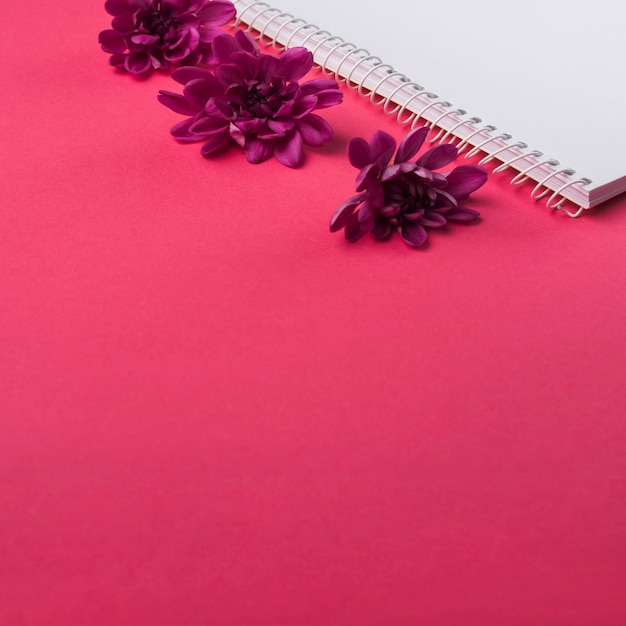 Free photo lovely flowers concept with modern notebook