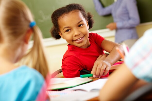 Lovely girl in classroom