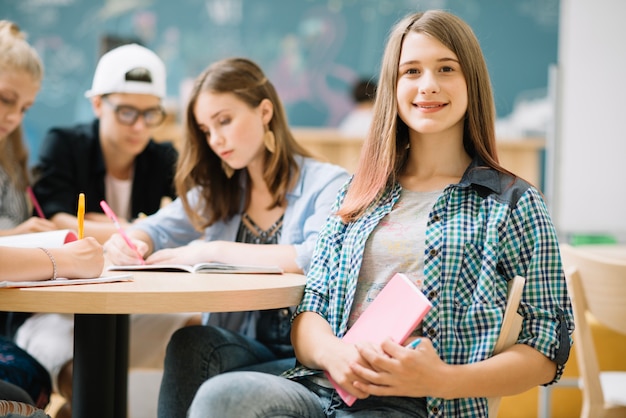 Free photo lovely girl in classroom