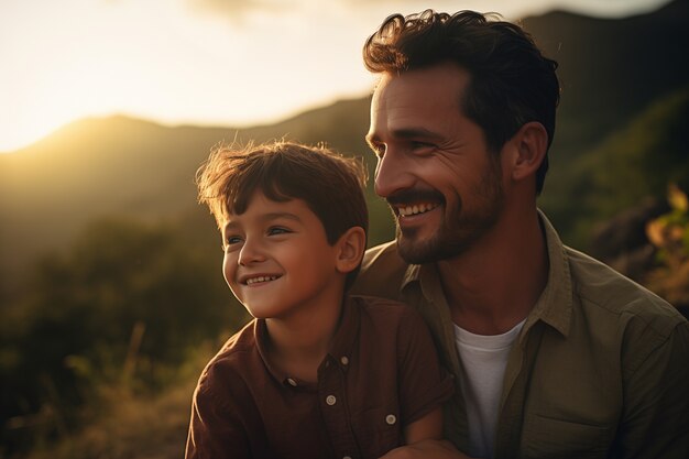 Lovely portrait of father and child in celebration of father's day