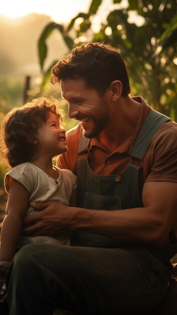 Lovely portrait of father and child in celebration of father's day