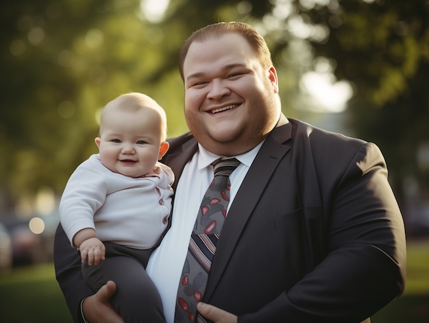 Lovely portrait of father and child in celebration of father's day