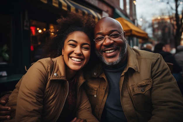 Free photo lovely portrait of father and daughter in celebration of father's day