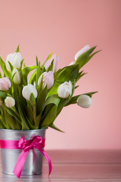 Lovely spring decoration on wood