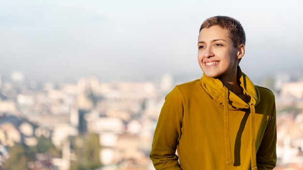 Lovely woman smiling medium shot