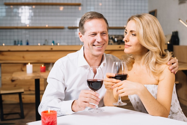 Lovers enjoying a romantic dinner