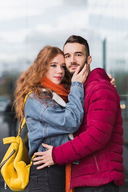 Loving couple embracing each other