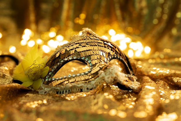 Low angle of a carnival mask