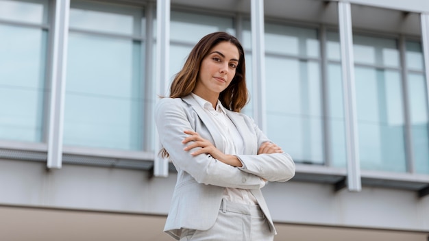 Low angle of elegant businesswoman