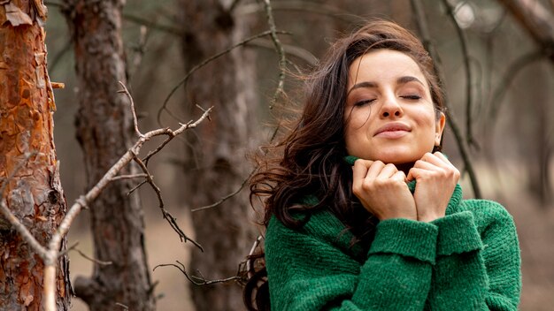 Low angle female in nature