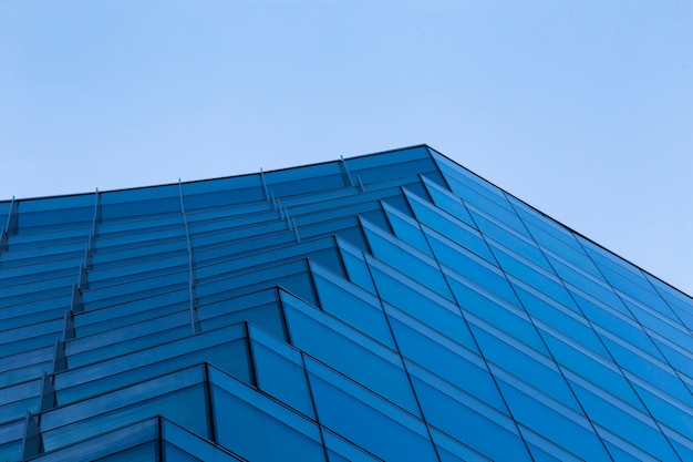 Low angle modern blue building design