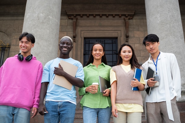 Low angle multiracial college students