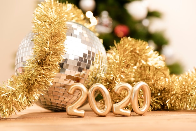 Free Photo low angle new year 2020 golden sign