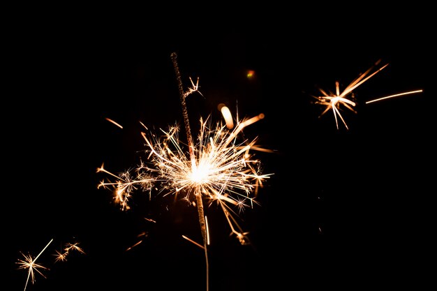 Low angle new year party with fireworks