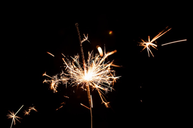 Low angle new year party with fireworks