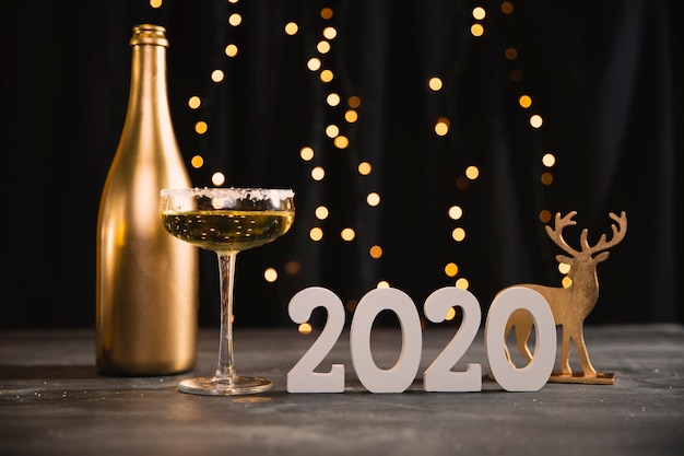 Free Photo low angle new year party with golden theme