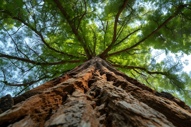 Free photo low angle perspective of tree with beautiful canopy