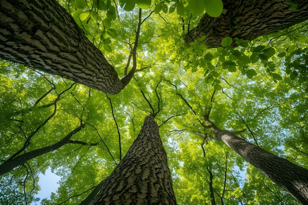 Free photo low angle perspective of tree with beautiful canopy