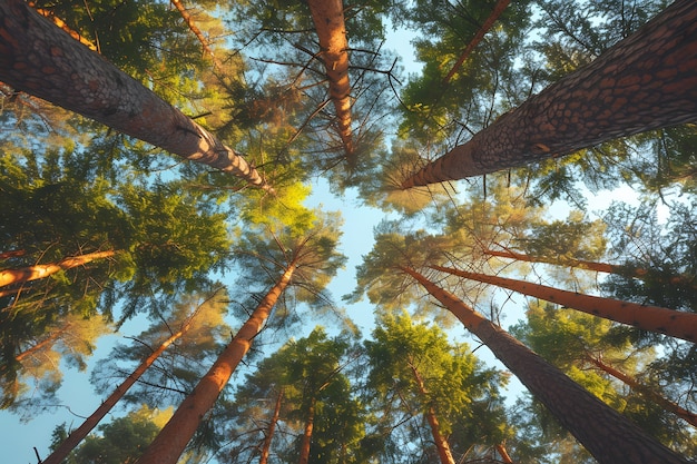 Free Photo low angle perspective of tree with beautiful canopy