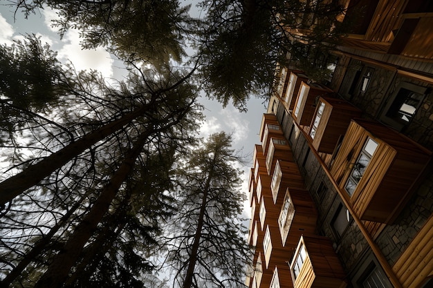 Free photo low angle perspective of tree with beautiful canopy