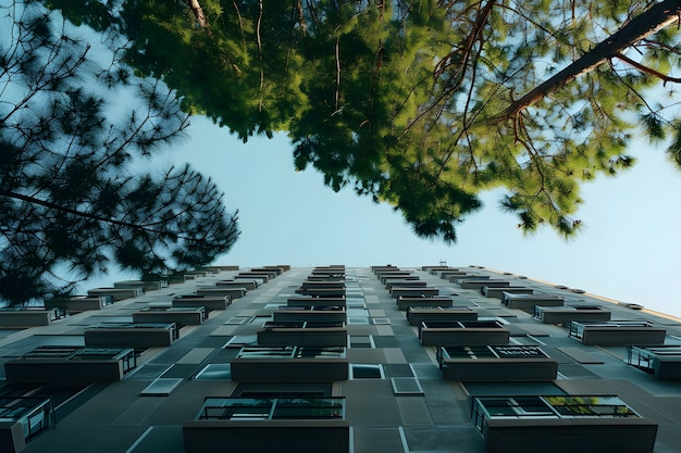 Free photo low angle perspective of tree with beautiful canopy