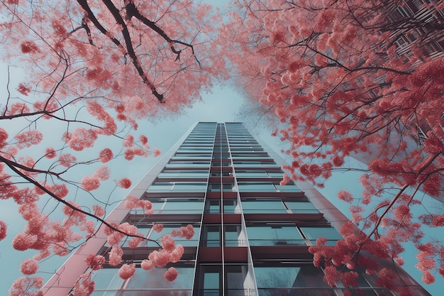 Free Photo low angle perspective of tree with beautiful canopy