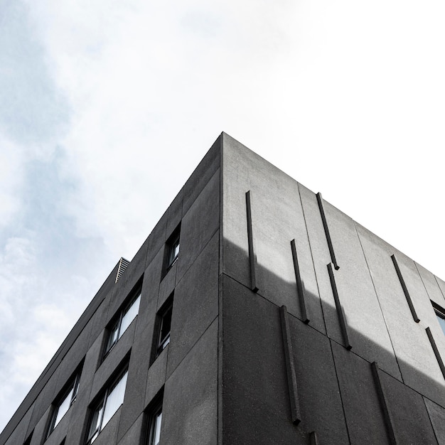 Low angle of plain concrete structure in the city with copy space