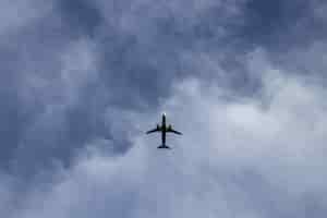 Free photo low angle shot of an airplane during flight