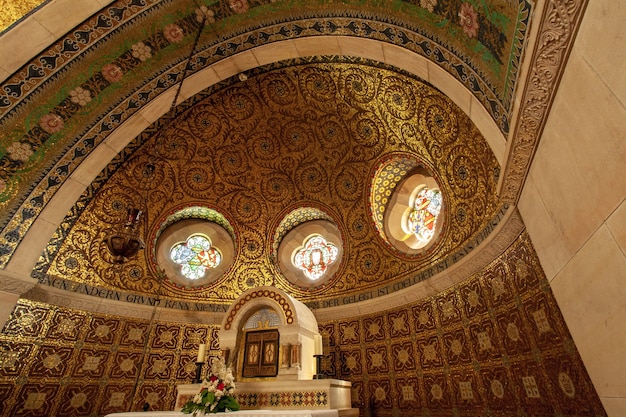 Free Photo low angle shot of an altar in a historic church in the  eifel region, germany