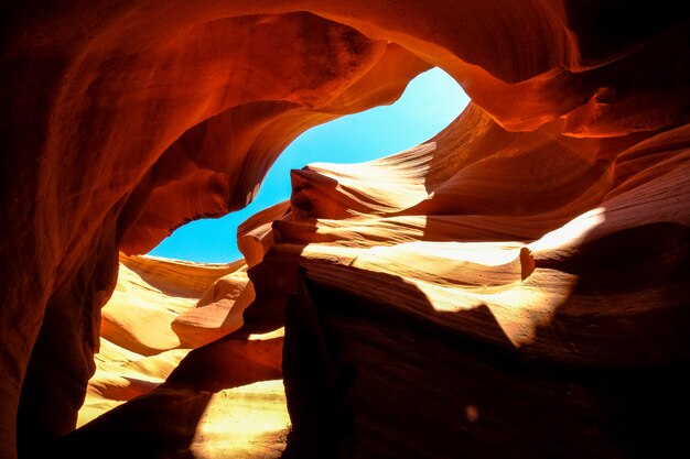 Free Photo low angle shot of the antelope canyon in arizona on a sunny day