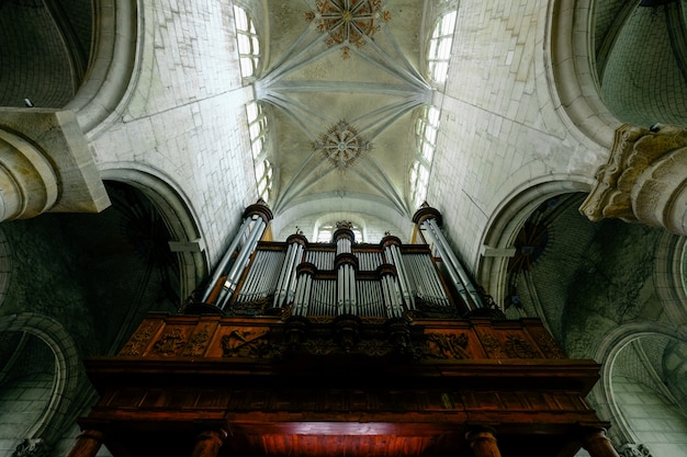 Free photo low angle shot of a cathedral ceiling with windows