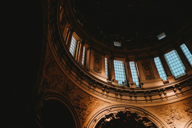 Free photo low angle shot of a church interior with mesmerizing medieval art