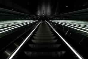 Free photo low angle shot of an escalator going up in a metro station in vijzelgracht, netherlands