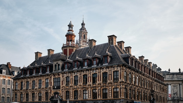 Free photo low angle shot of the famous vieille bourse in lille in france