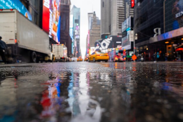 Low angle shot of Times Square in New York, USA