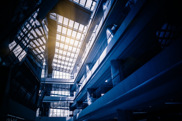 Low Angle View Of Glass Roof in modern building