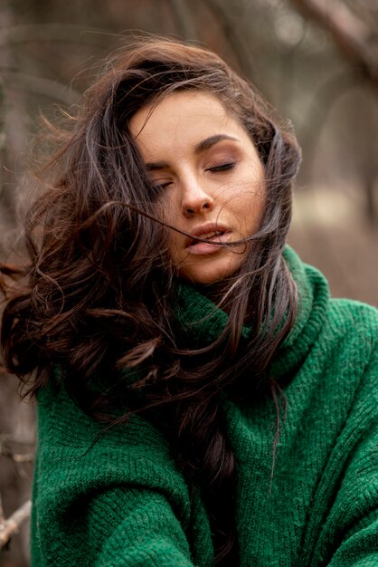 Low angle woman in nature