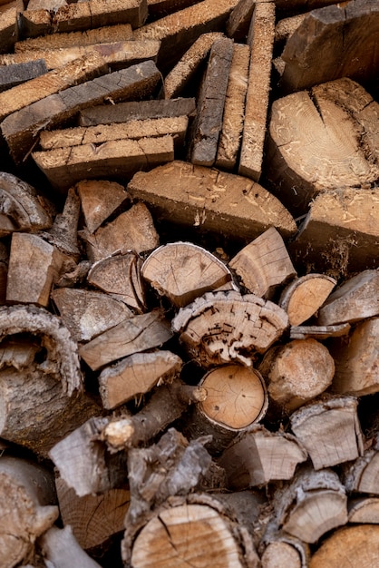 Free Photo low angle wood logs arrangemet